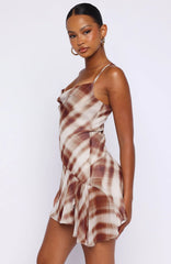 Personal Touch Cami Mini Dress Chocolate Plaid