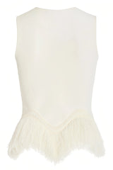 Jora White Fringe Maxi Dress Two Piece Set