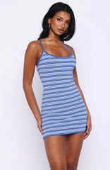 I've Been Thinking Knit Mini Dress Azure Stripe