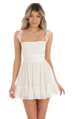 Dotted A-line Dress in White