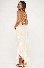 Seaside Darling Sequin Maxi Dress Lemon