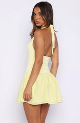 She's Untouchable Halter Neck Mini Dress Lemon